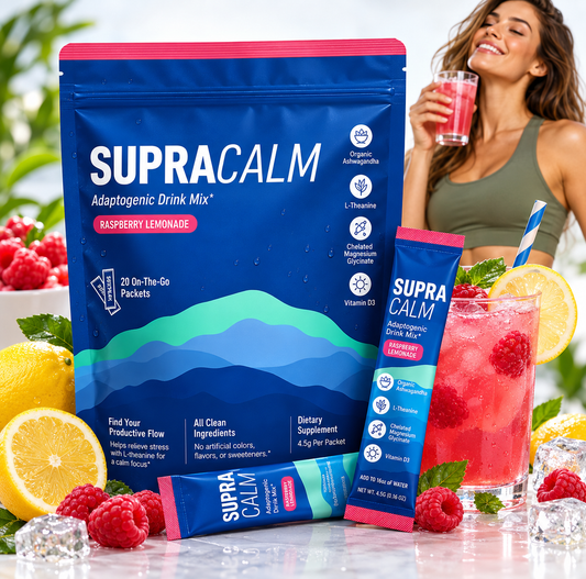 SUPRACALM™ – Dites adieu à la fatigue constante, au stress quotidien, aux ballonnements du ventre et du visage, et à la baisse d'énergie.